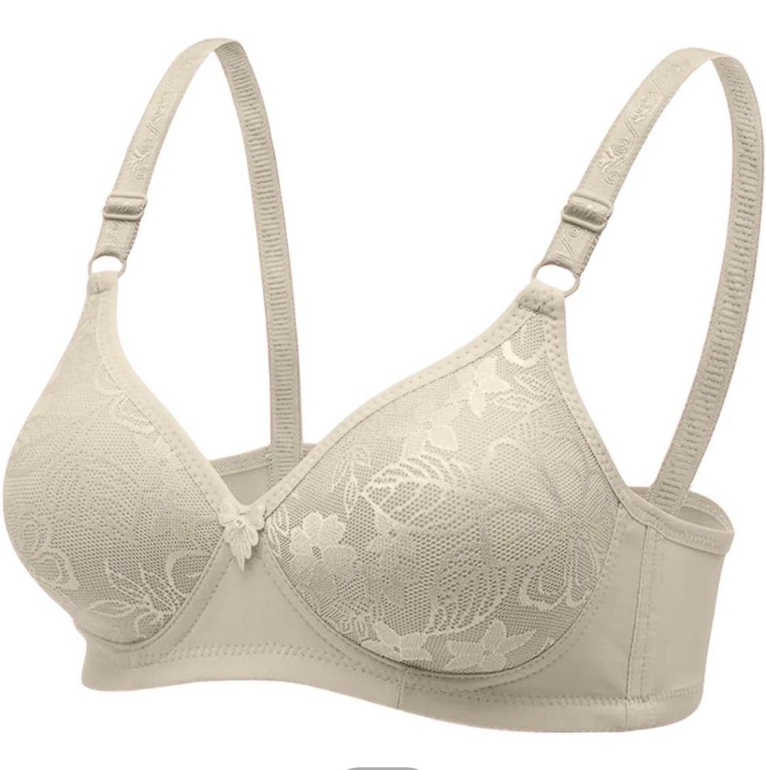 Pink Floral Lace Padded Bra for Daily Wear