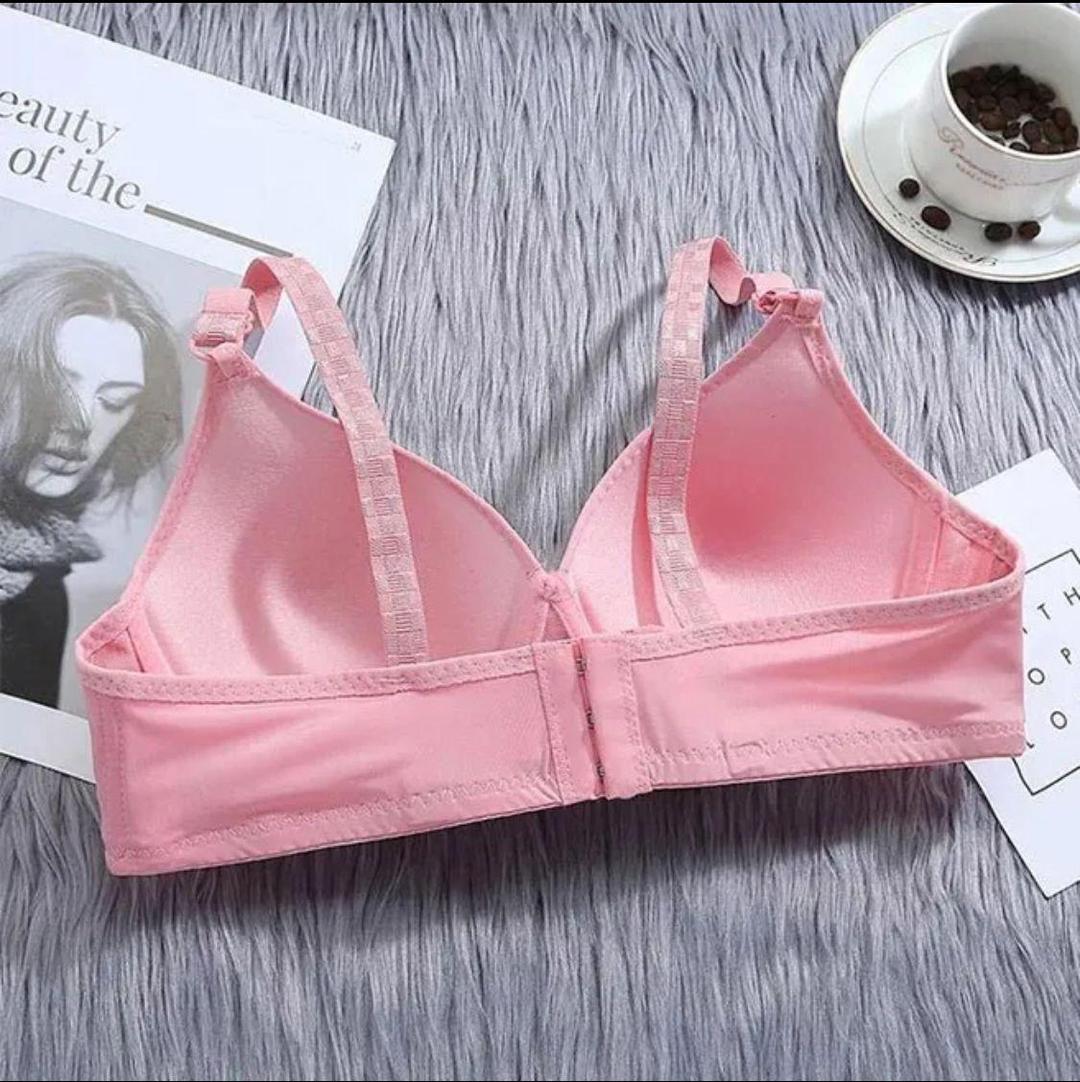 Pink Floral Lace Padded Bra for Daily Wear
